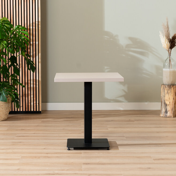 Table à manger bistrot beige melamine Nils 70 x 70 cm