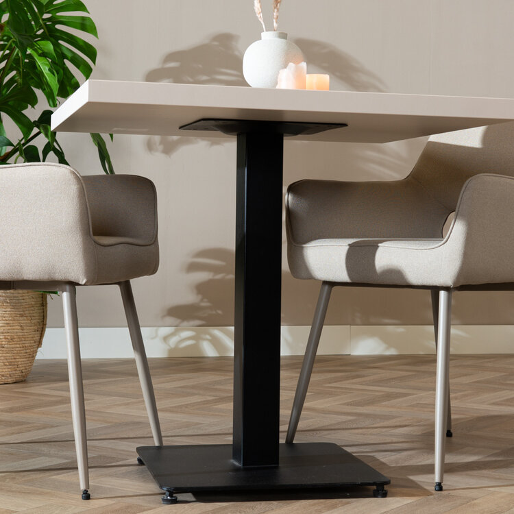 Table à manger bistrot beige melamine Nils 70 x 70 cm