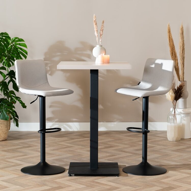 Table de bar bistrot beige melamine Nils 70 x 70 x 109 cm