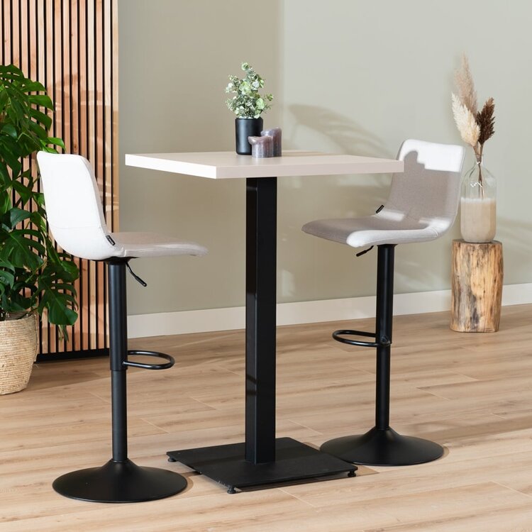 Table de bar bistrot beige melamine Nils 70 x 70 x 109 cm