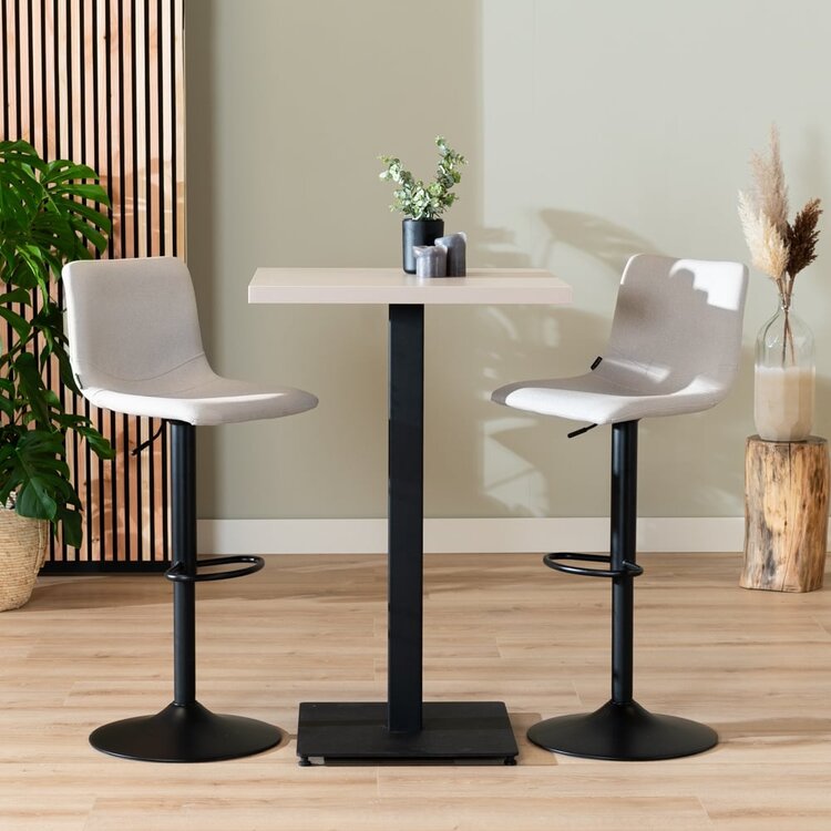 Table de bar bistrot beige melamine Nils 70 x 70 x 109 cm