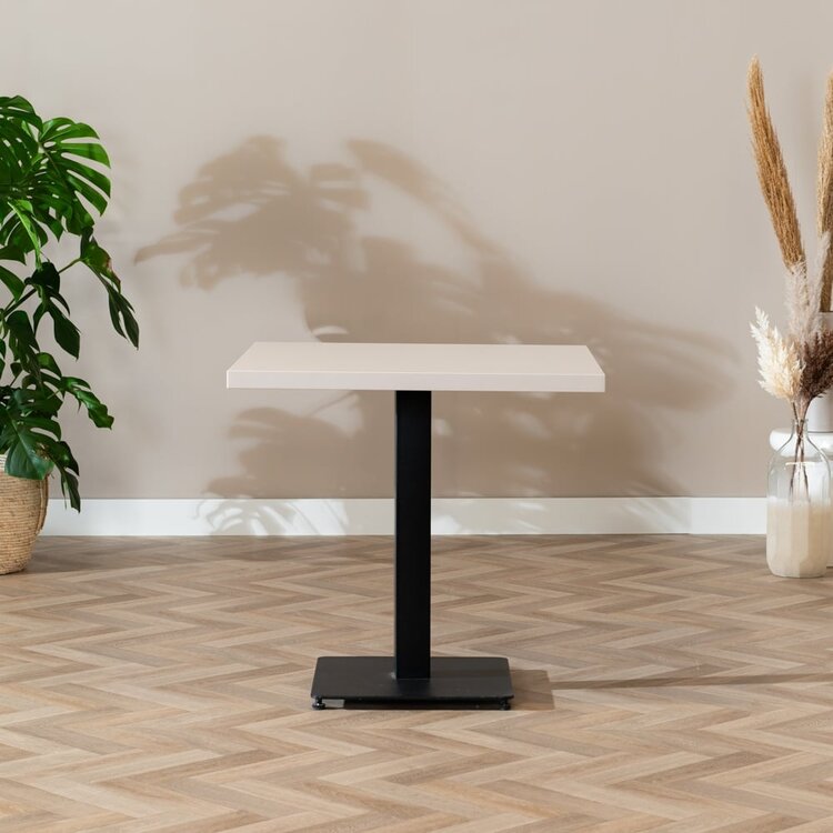 Table à manger bistrot beige melamine Nils 80 x 80 cm