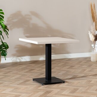 Table à manger bistrot beige melamine Nils 80 x 80 cm