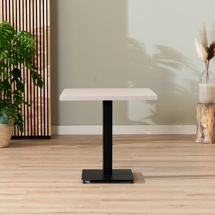 Table à manger bistrot beige melamine Nils 80 x 80 cm