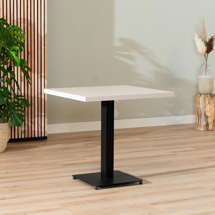 Table à manger bistrot beige melamine Nils 80 x 80 cm