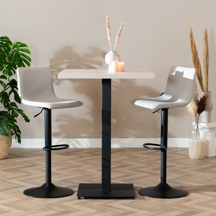 Table de bar bistrot beige melamine Nils 80 x 80 x 109 cm