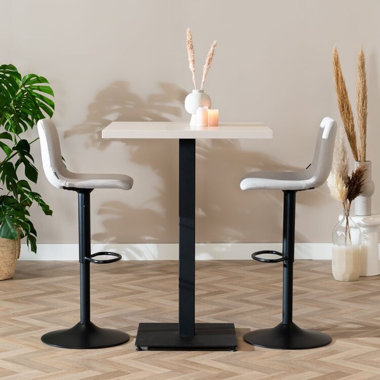 Table de bar bistrot beige melamine Nils 80 x 80 x 109 cm