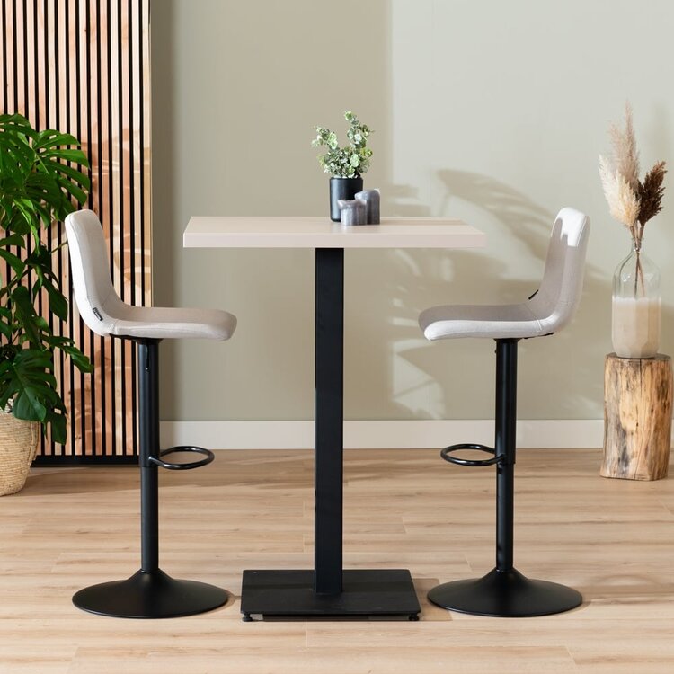 Table de bar bistrot beige melamine Nils 80 x 80 x 109 cm