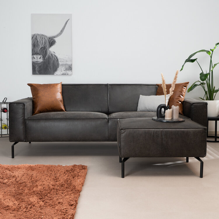 Canapé industriel 3 places Kansas anthracite