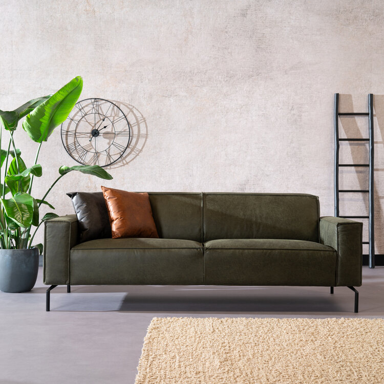 Canapé industriel 3 places Kansas vert olive