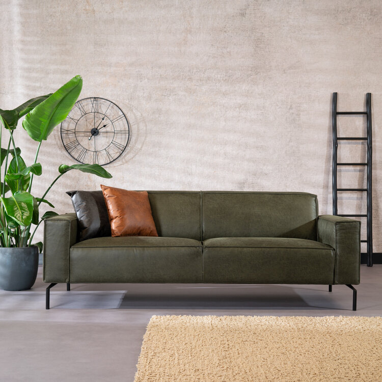 Canapé industriel 3 places Kansas vert olive