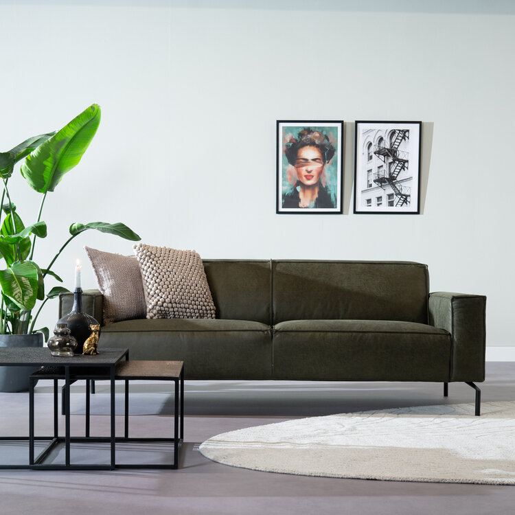 Canapé industriel 3 places Kansas vert olive