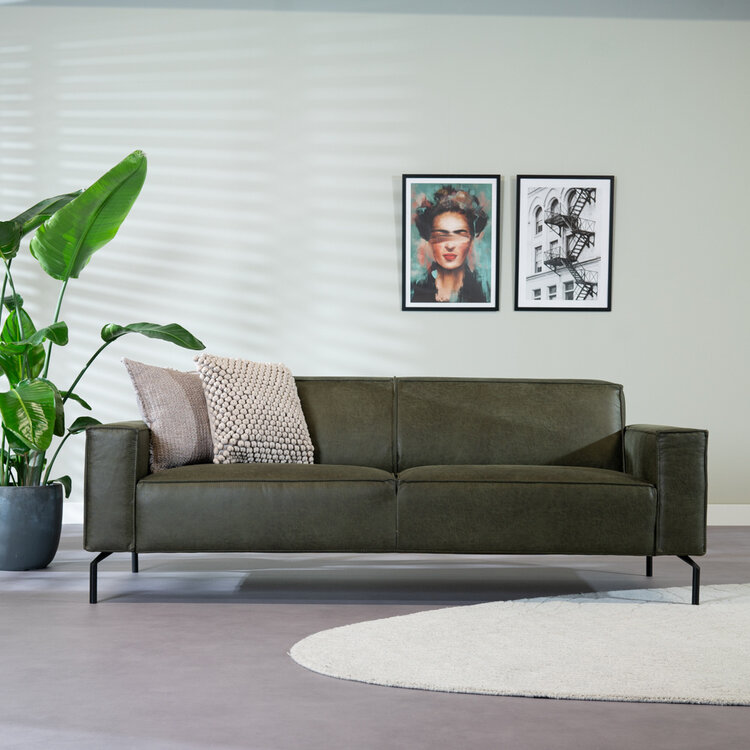 Canapé industriel 3 places Kansas vert olive
