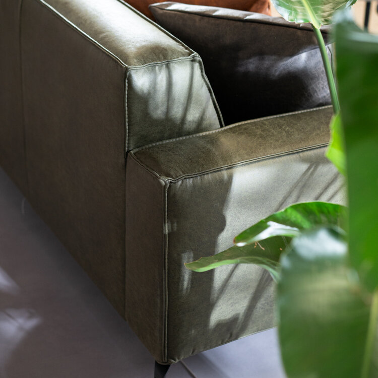 Canapé industriel 3 places Kansas vert olive