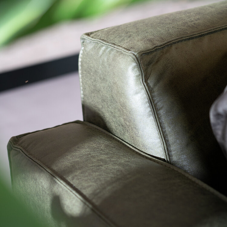 Canapé industriel 3 places Kansas vert olive