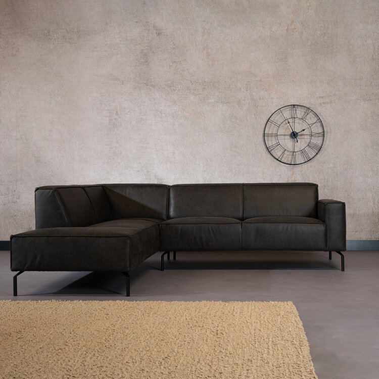 Canapé d'angle industriel Kansas anthracite gauche