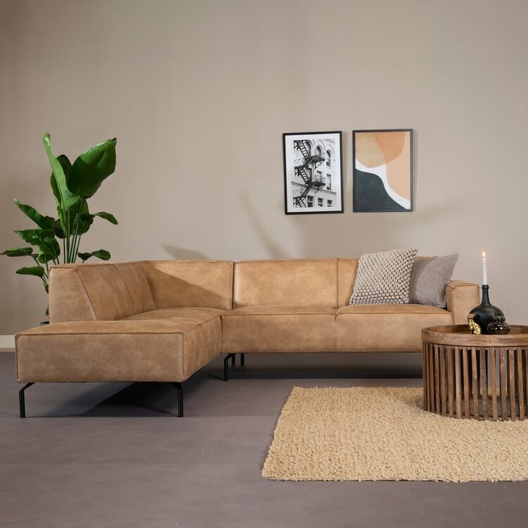 Canapé d'angle industriel Kansas beige gauche