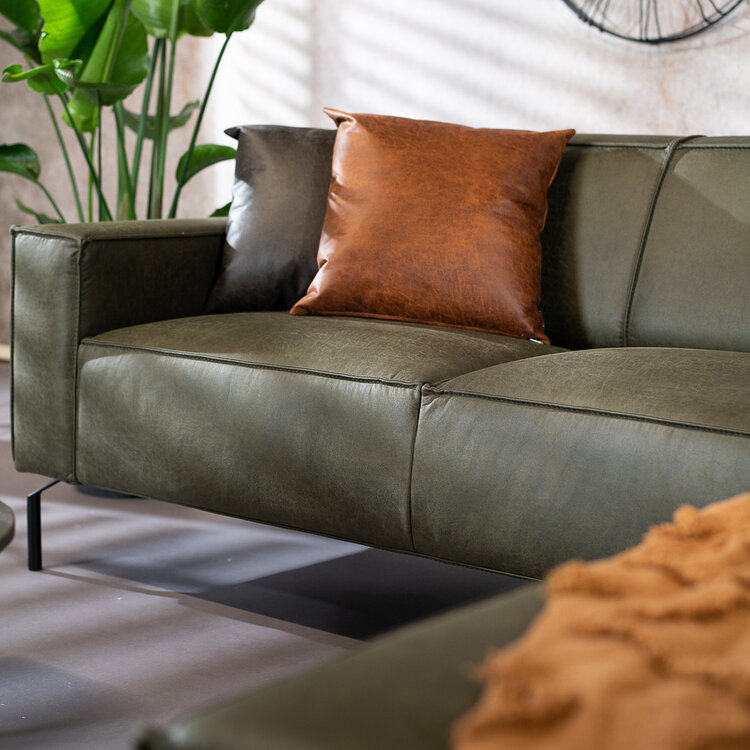 Canapé d'angle industriel Kansas vert olive gauche
