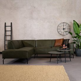 Canapé d'angle industriel Kansas vert olive gauche