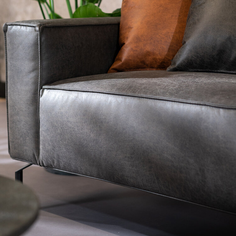 Canapé d'angle industriel Kansas anthracite droite