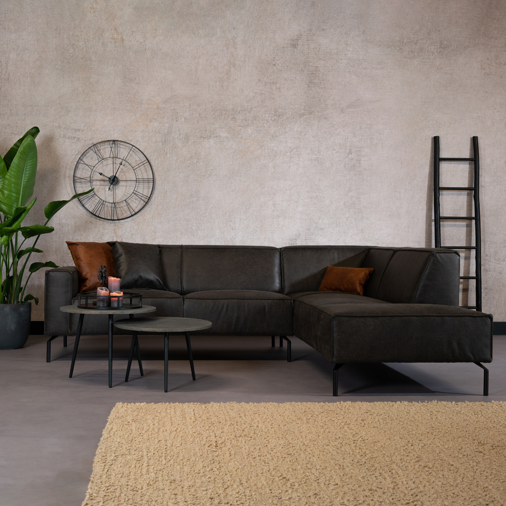 Canapé d'angle industriel Kansas anthracite droite