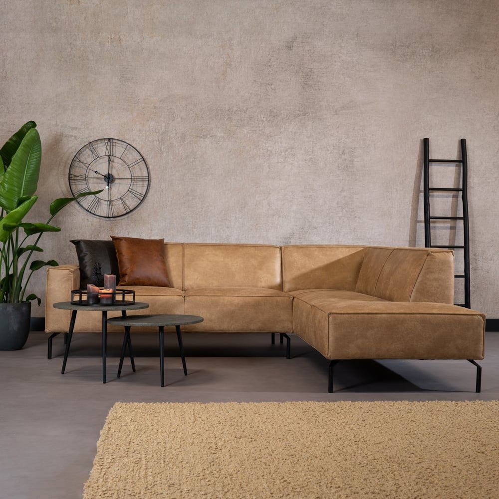 Canapé d'angle industriel Kansas beige droite