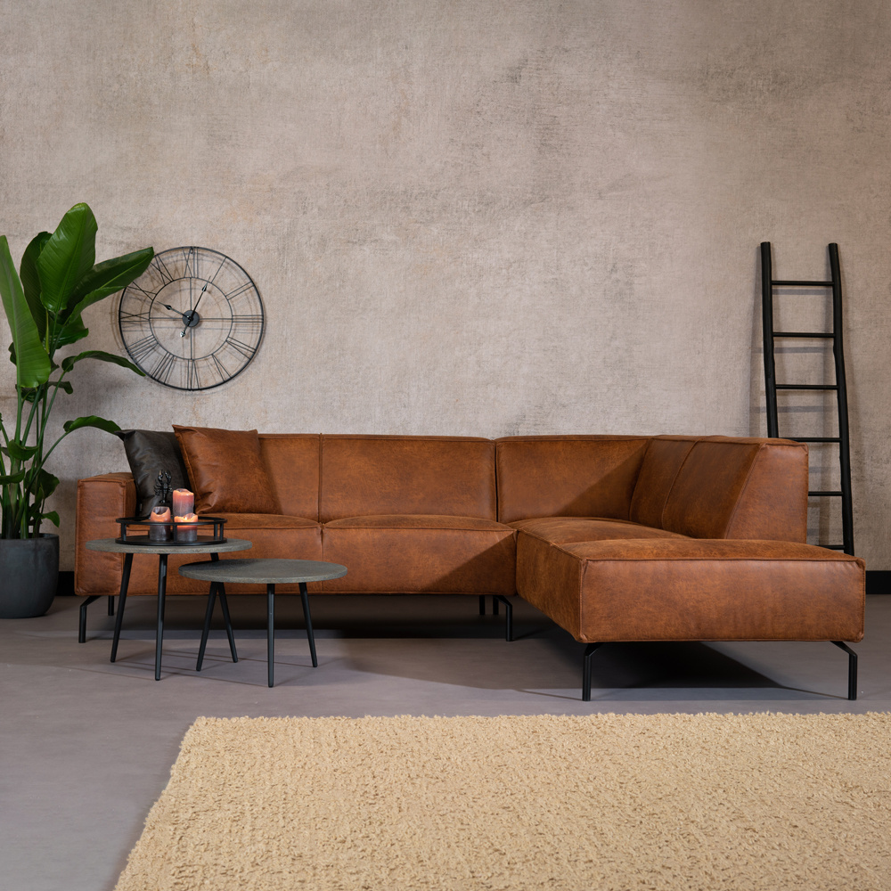 Canapé d'angle industriel Kansas cognac droite