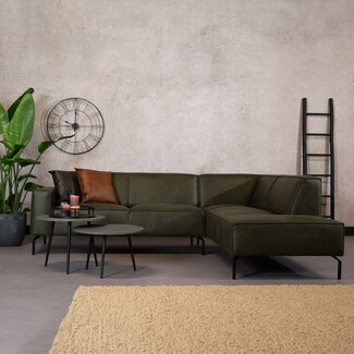 Canapé d'angle industriel Kansas vert olive droite