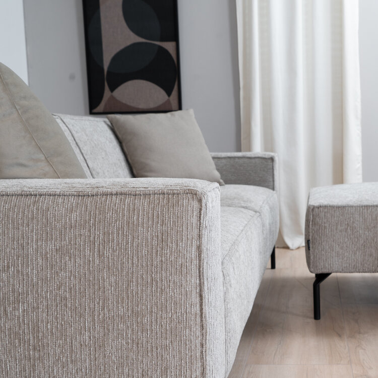 Canapé scandinave 3 places Kansas taupe tissu côtelé