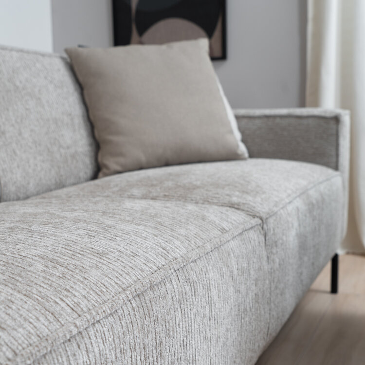 Canapé scandinave 3 places Kansas taupe tissu côtelé