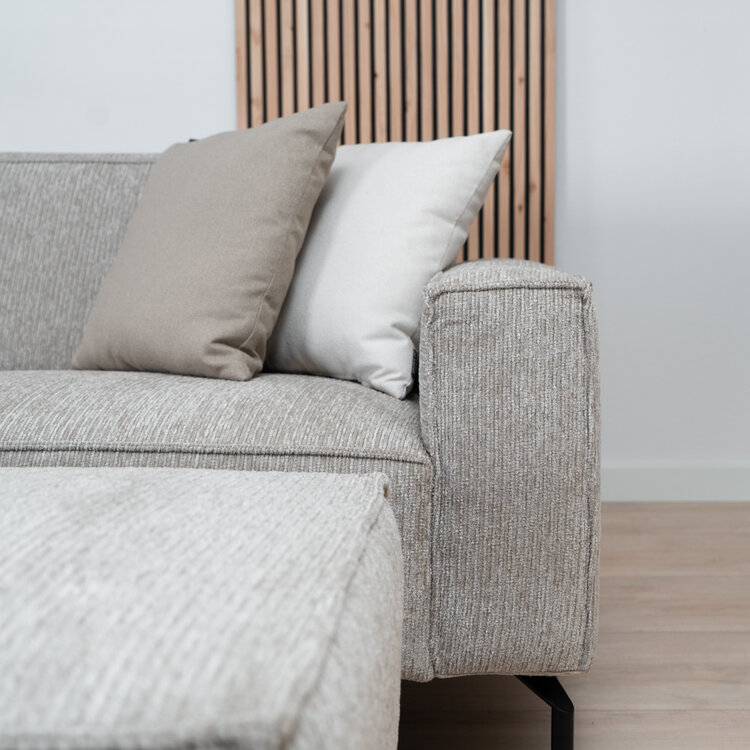 Canapé scandinave 3 places Kansas taupe tissu côtelé