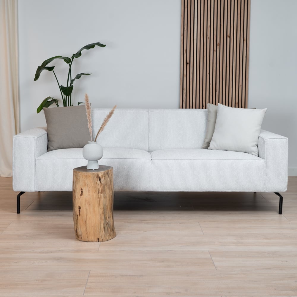 Canapé scandinave 3 places Kansas blanc tissu côtelé