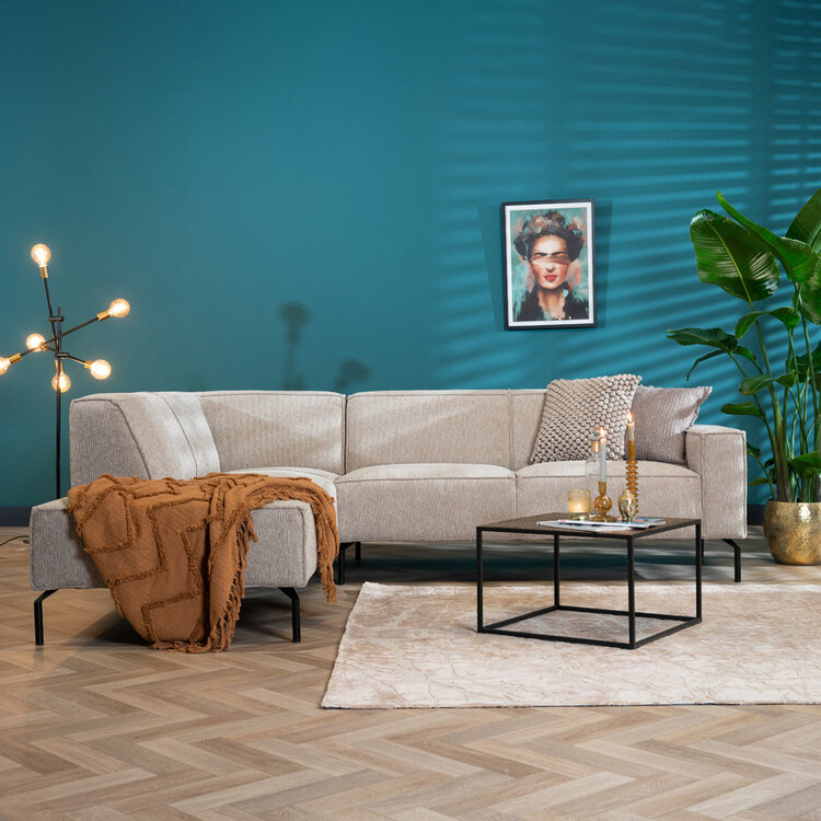 Canapé d'angle scandinave Kansas taupe tissu côtelé gauche