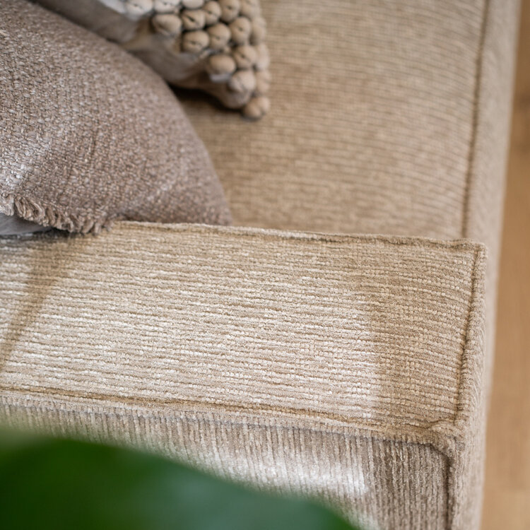 Canapé d'angle scandinave Kansas taupe tissu côtelé gauche