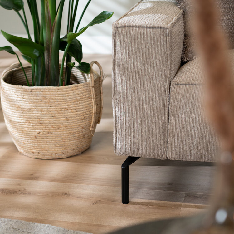 Canapé d'angle scandinave Kansas taupe tissu côtelé gauche