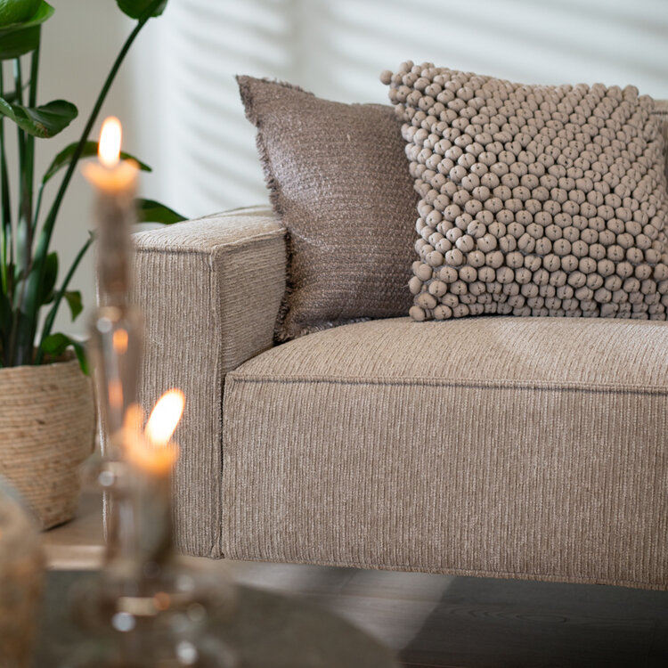Canapé d'angle scandinave Kansas taupe tissu côtelé gauche