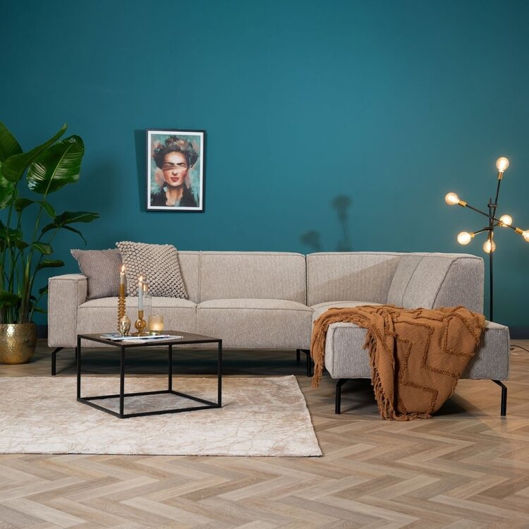 Canapé d'angle scandinave Kansas taupe tissu côtelé droite