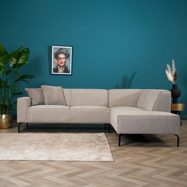 Canapé d'angle scandinave Kansas taupe tissu côtelé droite