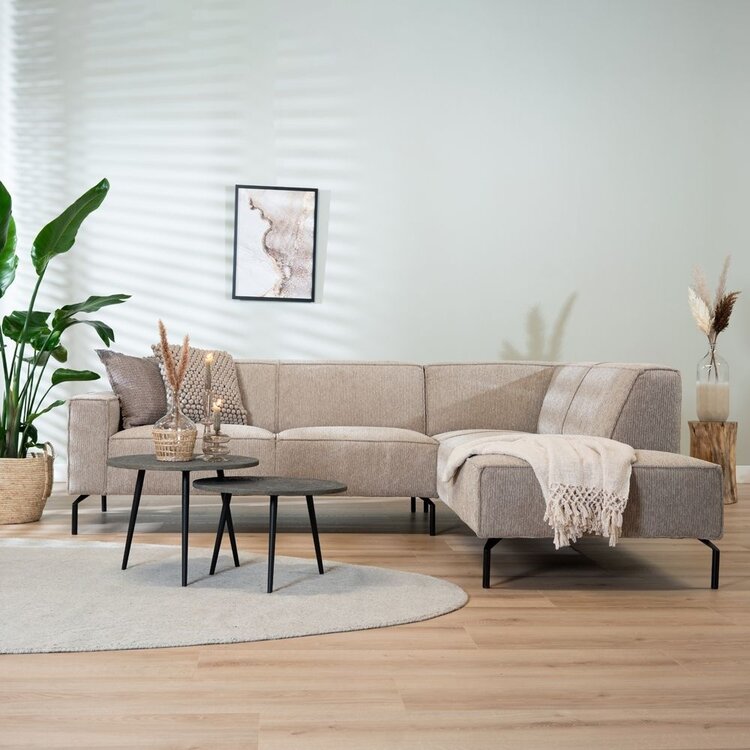 Canapé d'angle scandinave Kansas taupe tissu côtelé droite