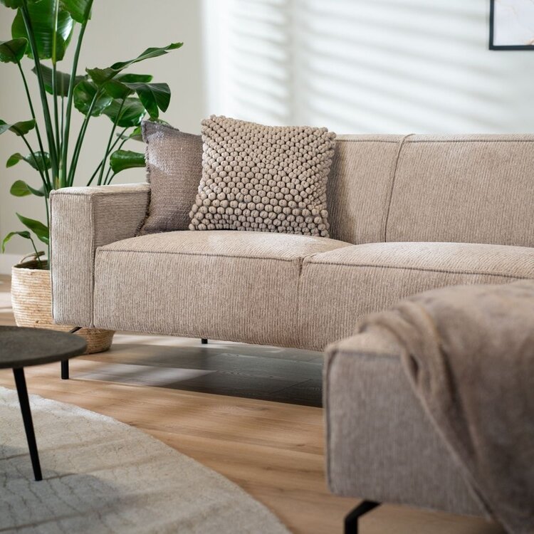 Canapé d'angle scandinave Kansas taupe tissu côtelé droite