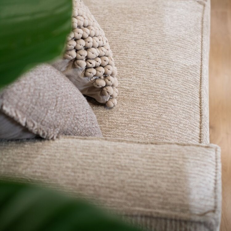 Canapé d'angle scandinave Kansas taupe tissu côtelé droite