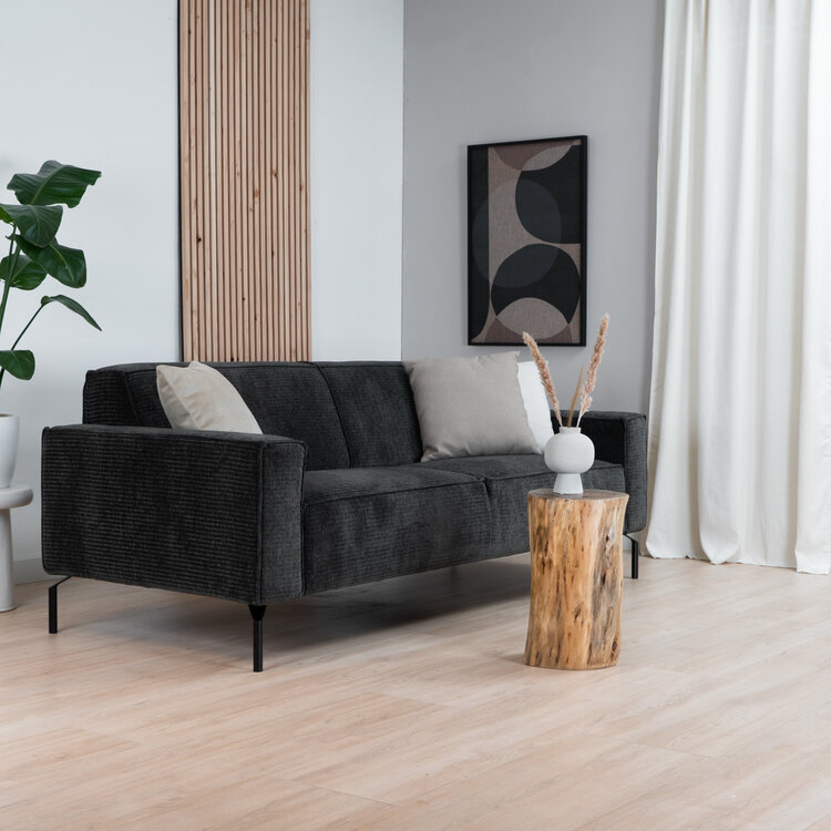 Canapé 3 places Kansas vert foncé / anthracite velours côtelé