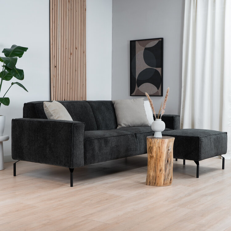 Canapé 3 places Kansas vert foncé / anthracite velours côtelé