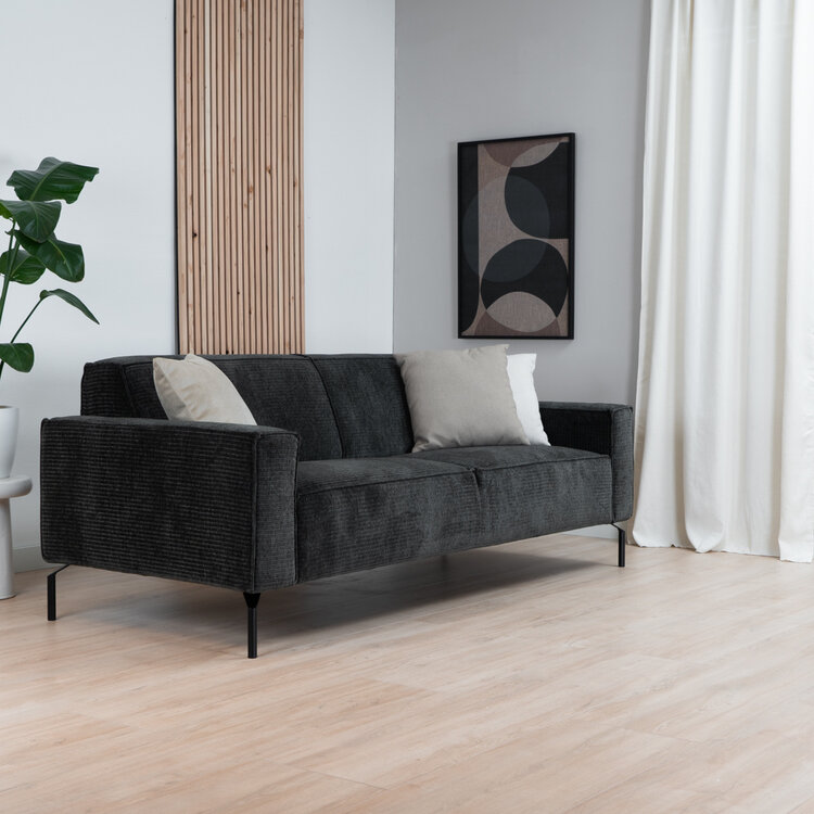 Canapé 3 places Kansas vert foncé / anthracite velours côtelé