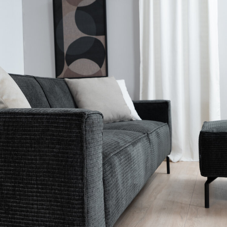 Canapé 3 places Kansas vert foncé / anthracite velours côtelé