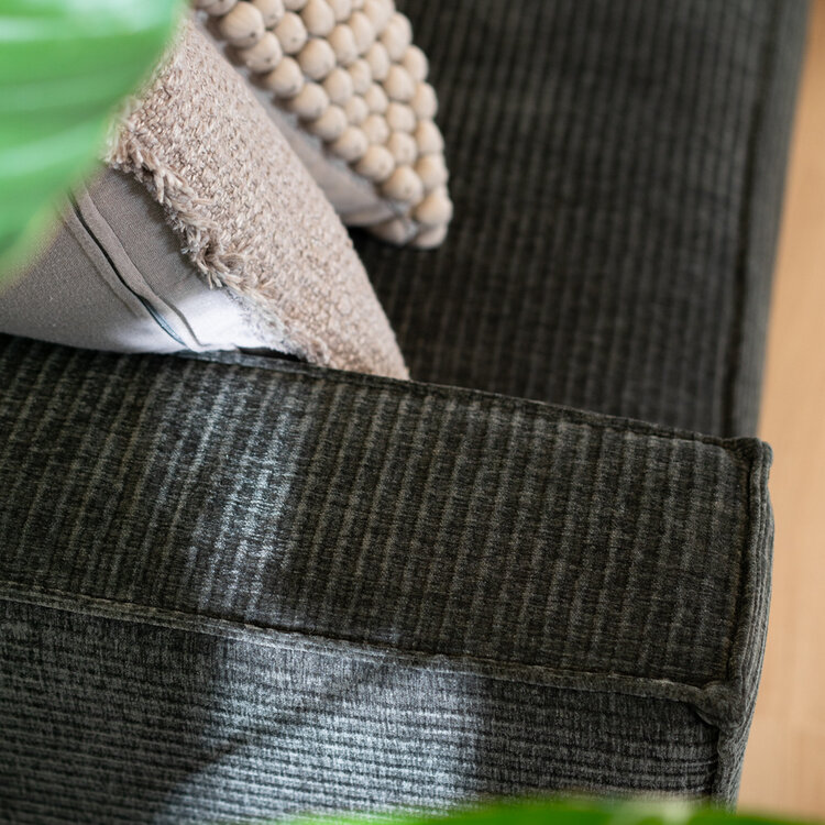 Canapé d'angle Kansas vert foncé / anthracite velours côtelé gauche