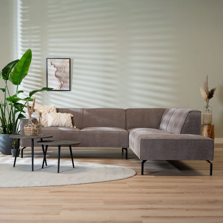 Canapé d'angle Kansas taupe velours côtelé droite