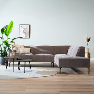 Canapé d'angle Kansas taupe velours côtelé droite