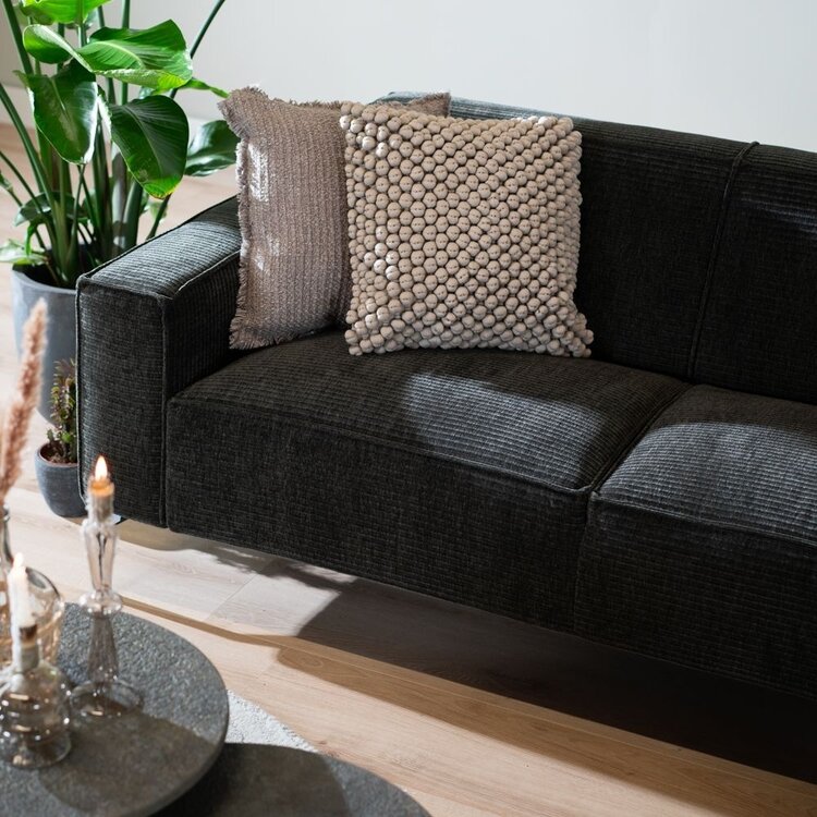 Canapé d'angle Kansas vert foncé / anthracite tissu côtelé droite