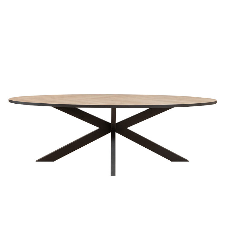 Table à manger ovale aspect chêne chevron Joren 240 x 110 cm
